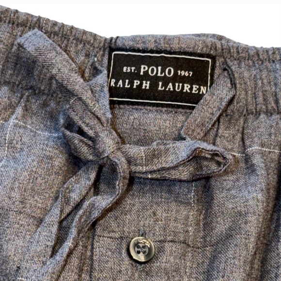 Polo Ralph Lauren Sleepwear Gray Windowpane Plaid Lounge Pants Pockets Small - Picture 6 of 11